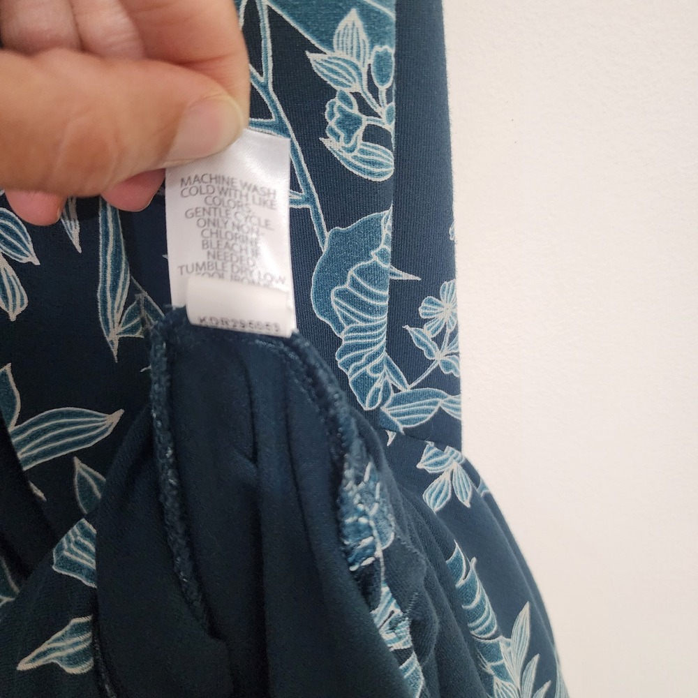 J. Jill Wearever Collection Maxi Dress Small Tall Blue Floral Sleeveless Stretch - Picture 7 of 13